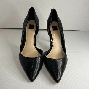 White House Black Market Black Heel Pumps Shoes 8M Cut Out Sides